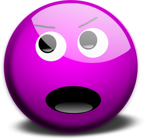 Vector drawing of purple angry smiley