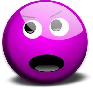 Vektor gambar smiley marah ungu