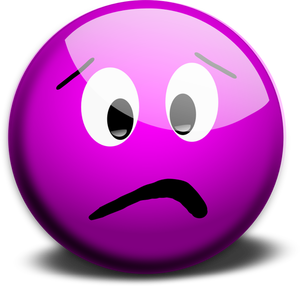 Vector illustration of purple confused smiley
