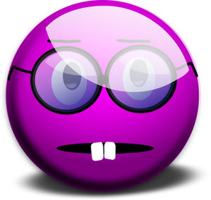 Vector drawing of purple nerdy smiley