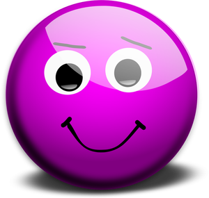 Vector illustration of purple innocent smiley