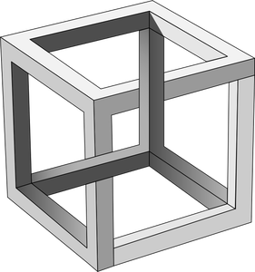 MC Eschers mahdoton kuutio harmaasävyvektorin ClipArt-kuva