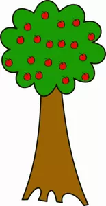 Caricatura de árbol con las manzanas