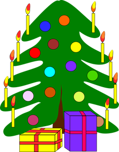 Yksinkertainen koristeltu joulukuusivektori