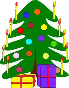Vettoriale semplice albero di Natale decorato