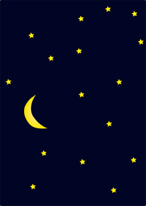Vektör arka plan ay ve yıldızlarla dolu bir gökyüzü