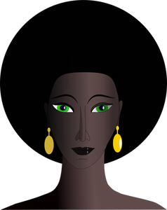 Vector de desen de femeie negru cu ochii verzi