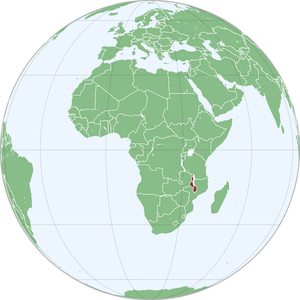 Kaart van Malawi in Afrika