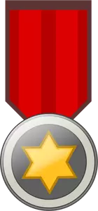 Illustration vectorielle d'une insigne dorée sur le ruban rouge