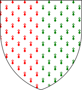 Escudo con rojo y verde ilustración de vector de Heráldica de Navidad