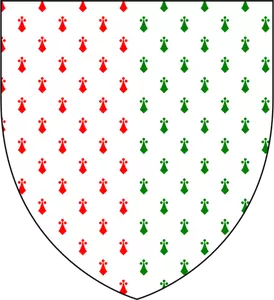 Sköld med röd och grön jul heraldik vektor illustration
