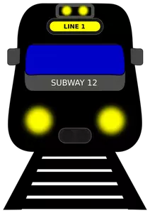 Kereta bawah tanah dengan lampu-lampu yang diaktifkan