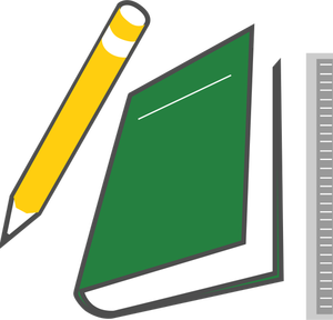 Pen, notebook and ruler vector image