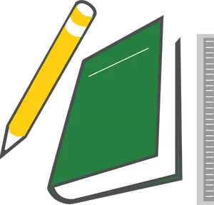 Penna, anteckningsboken och linjal vektorbild