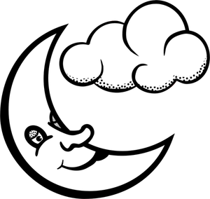 Vektör grafikleri uykulu ay ve bulut