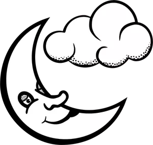 Gráficos vetoriais de lua sonolenta e nuvem