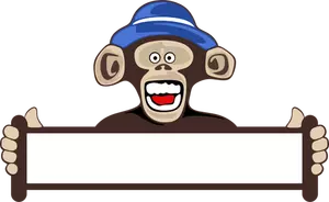 Monyet memegang tanda kosong