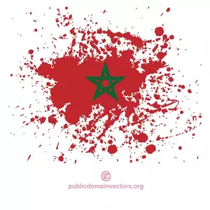 Vlag van Marokko binnen inkt spatten vorm