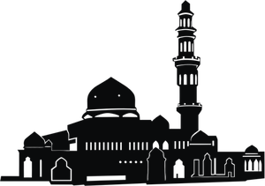 Wide mosque black and white silhouette vector image