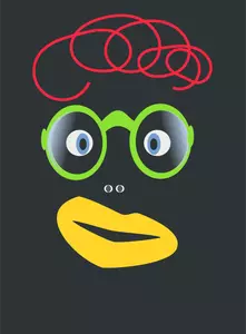 Vector drawing of a face with green glasses