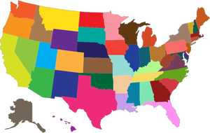 Çok renkli Amerika Birleşik Devletleri Haritası