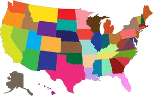 Multi-gekleurde Verenigde Staten kaart