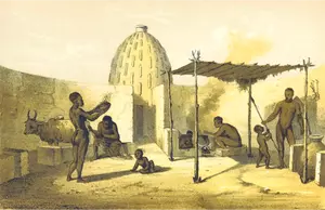Van het Afrikaanse dorp scène