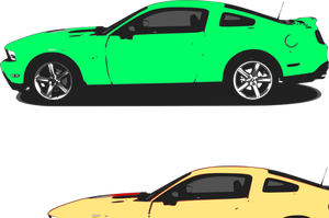 Vector illustration of green Mustang