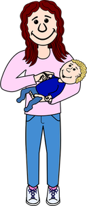 Madre con bambino sulla sua illustrazione vettoriale di braccio