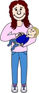 Mama cu copil pe ei braţ vector illustration