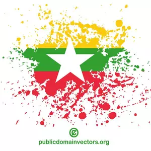 缅甸国旗墨迹喷溅形状中
