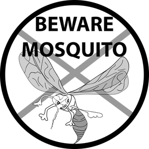 Vector de la imagen de la etiqueta de advertencia de mosquito