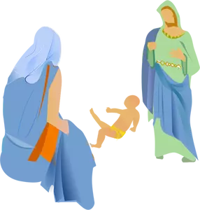 Vector clip art of interpretation of the nativity scene