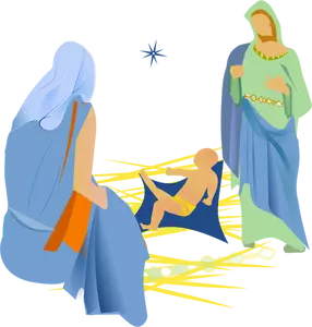 Vector afbeelding van interpretatie van de kerststal met een ster