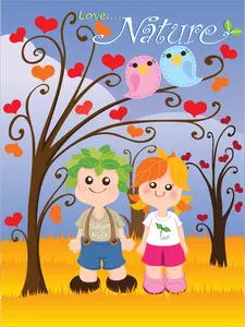 Image clipart vectoriel des enfants à l'affiche de la nature