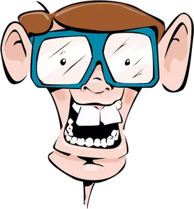 Clip-art vector do rosto de quadrinhos nerd com óculos