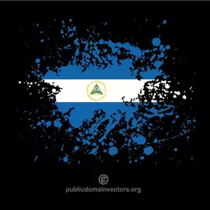 Bandera de Nicaragua en salpicaduras de tinta
