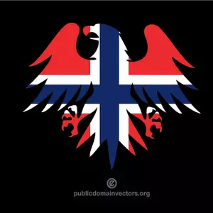 Heraldische Adler mit norwegischer Flagge