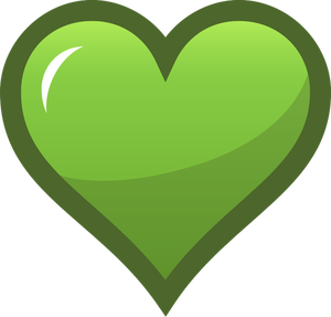 Corazón verde con gráficos vectoriales de borde grueso de color marrón