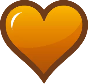 Oranssi sydän paksulla ruskealla reunavektorilla ClipArt-kuva