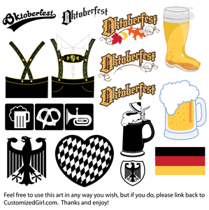 Oktoberfest icons, logos and illustrations vector clip art