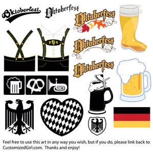 Oktoberfest simgeler, logolar ve resimler küçük resim vektör