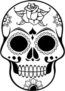 Line art vector image of human skull