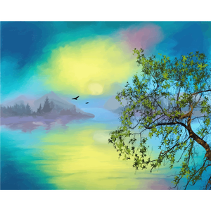 Baum und der See künstlerische Malerei