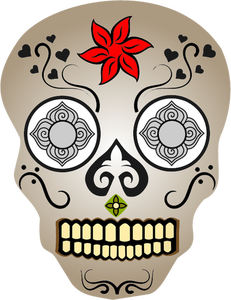 Comic skull with blue eyes vector image