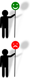 Clip art of happy and unhappy signs in color