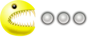 Vector illustration of pacman monster eating pills