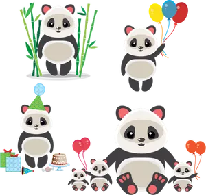 Un grup de drăguţ panda