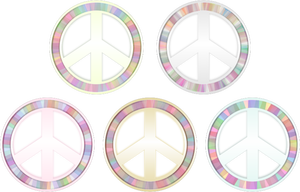 Ilustración vectorial de conjunto de símbolos de la paz en colores pastel