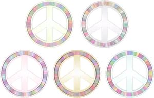 Ilustración vectorial de conjunto de símbolos de la paz en colores pastel